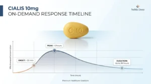 Cialis 10mg on demand single dose pharmacokinetic curve showing 36 hour active window