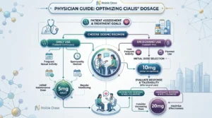 Cialis dose decision framework showing physician decision tree for choosing between 5mg 10mg 20mg