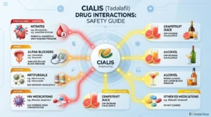Cialis drug interactions chart showing nitrates alpha blockers antifungals CYP3A4 inhibitors