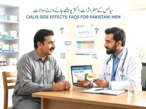 Common patient questions about Cialis side effects with answers in editorial card layout