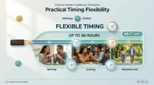 Practical timing for Cialis showing the flexible window from 30 minutes to several hours