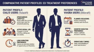 Patient profiles for choosing between Cialis and Viagra based on activity pattern lifestyle and medical conditions