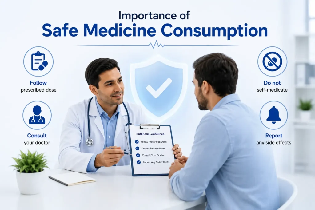 Everlong Tablet Side Effects guide showing doctor consultation and safe medicine consumption tips.