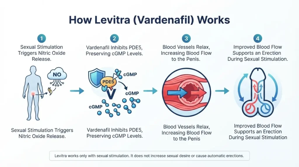 Levitra vardenafil mechanism diagram.