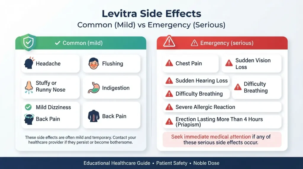 Levitra common side effects vs emergency warning signs