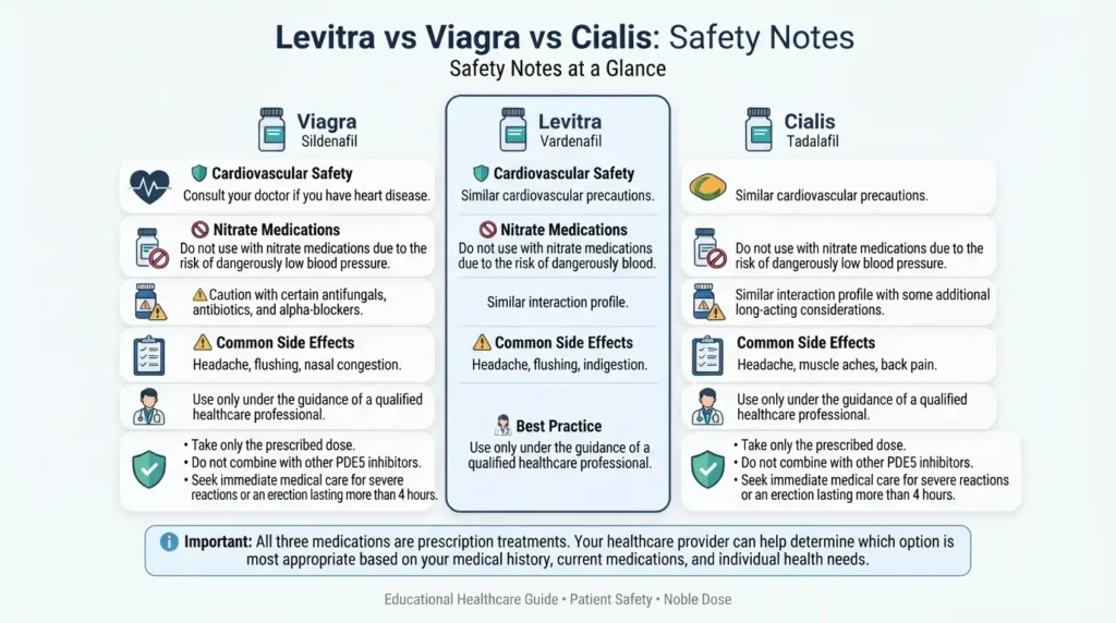 Levitra vs Viagra vs Cialis safety comparison chart